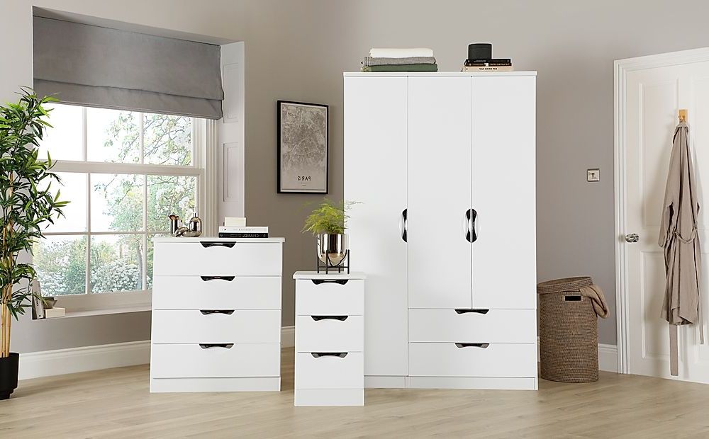 Camden White High Gloss 3 Piece 3 Door Wardrobe Bedroom Furniture Set |  Furniture And Choice Within White Gloss Wardrobes Sets (View 2 of 20)