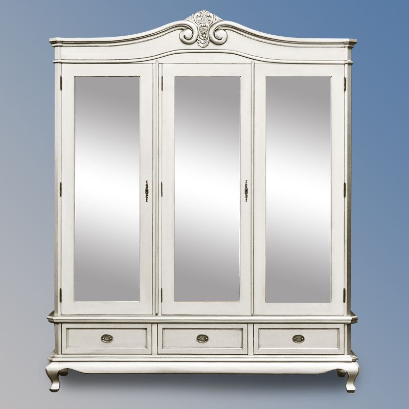 Chantilly Mirrored Triple Robe In Silver Leaf – Island Furniture Co Inside Triple Mirrored Wardrobes (View 2 of 20)