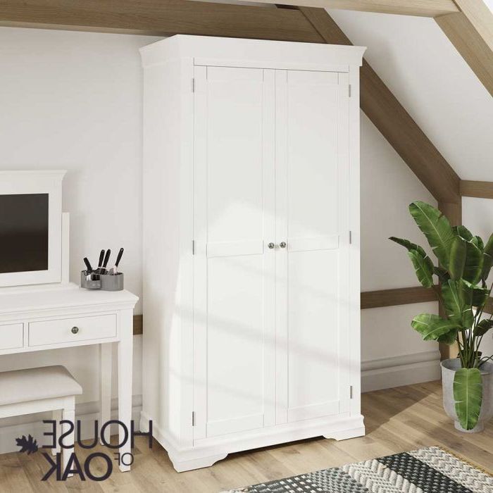 Chantilly White 2 Door Wardrobe | House Of Oak Intended For White Wooden Wardrobes (View 9 of 20)