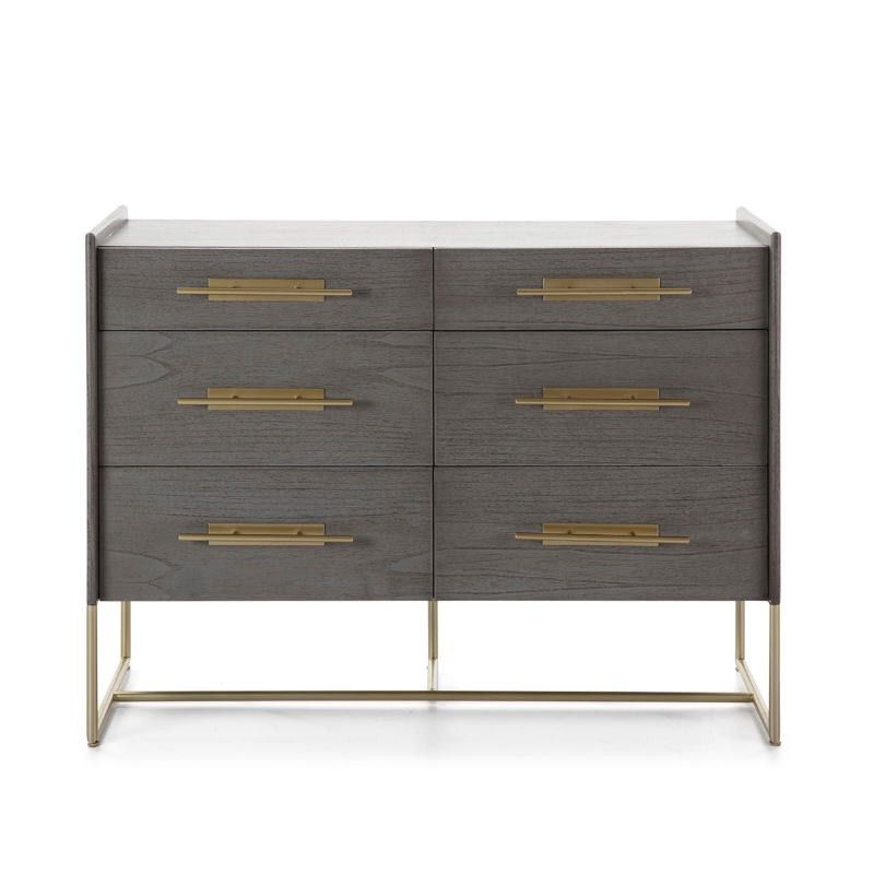 Chest Of Drawers 120x45x93 Wood Grey Metal Golden Inside Cheap Wardrobes And Chest Of Drawers (View 9 of 20)