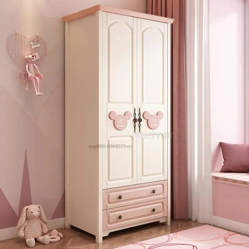 Children's Wardrobe Home Bedroom Cabinet Solid Wood Feet Two Door Swing  Door Girl Liked Pink Children's Room Large Wardrobe – Children's Wardrobes  – Aliexpress Within Childrens Pink Wardrobes (Gallery 18 of 20)