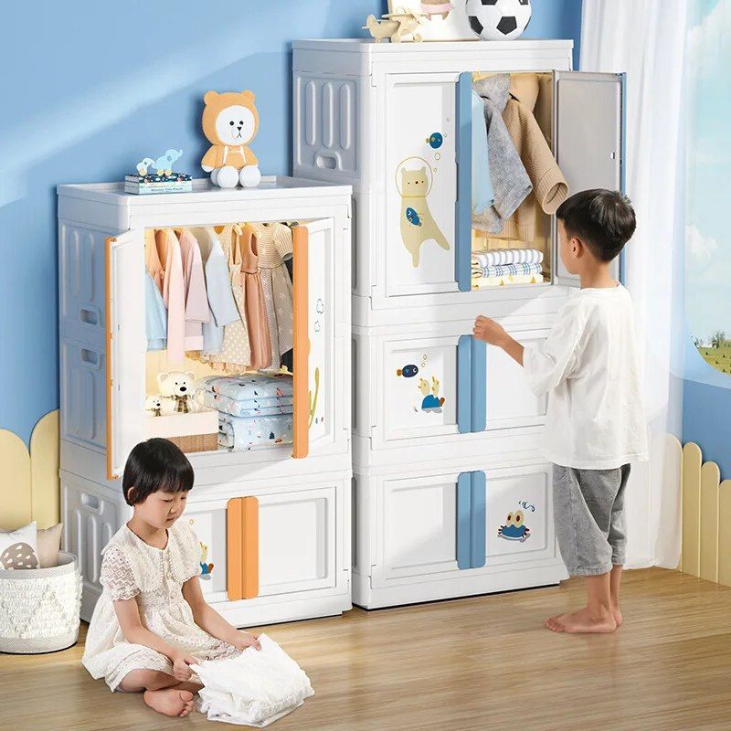 Children's Wardrobes Bedroom Clothing Organizer Kids Wardrobe Kids Closet  Can Be Stacked Storage Cabinet Foldable Storage Box – Aliexpress Intended For Wardrobes For Baby Clothes (View 13 of 20)
