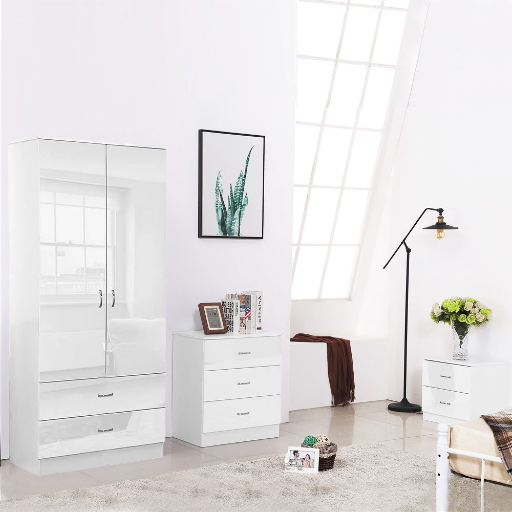 Chilton 2 Door Combination Wardrobe – White Gloss – Furnished With Style Regarding White Gloss Wardrobes Sets (View 13 of 20)