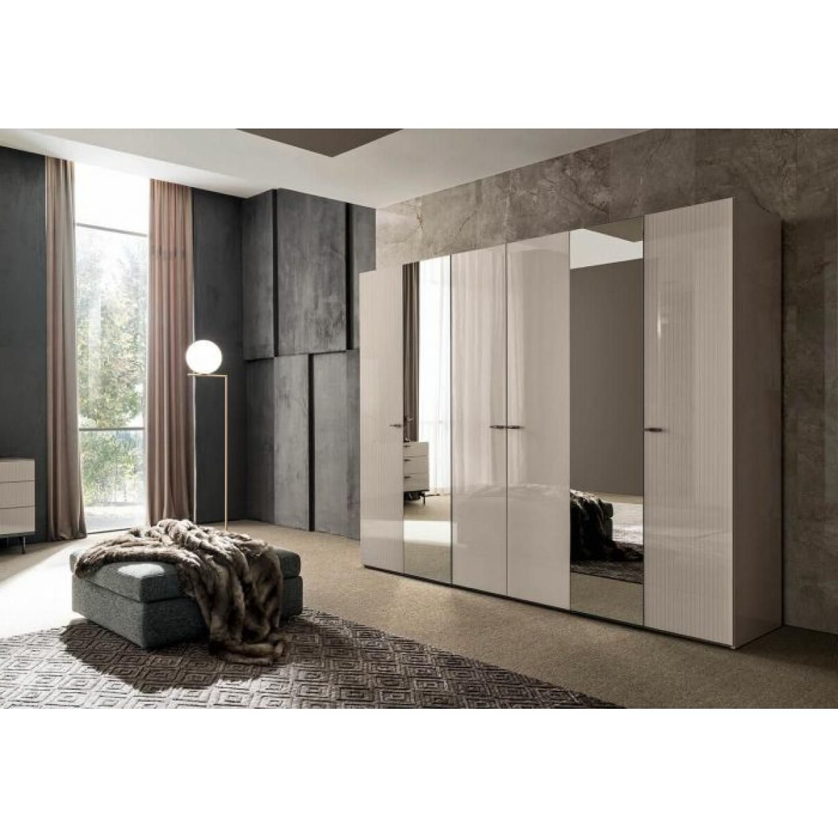 Claire 6 Door Mirrored Wardrobe – Bova Contemporary Furniture – Dallas,  Texas Modern Furniture Store With Cheap Mirrored Wardrobes (View 3 of 20)
