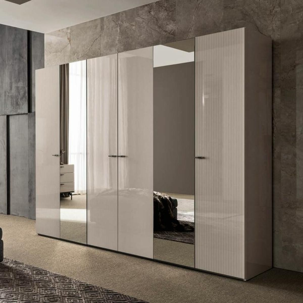Claire 6 Door Mirrored Wardrobe – Bova Contemporary Furniture – Dallas,  Texas Modern Furniture Store With Regard To 6 Door Wardrobes (View 2 of 20)