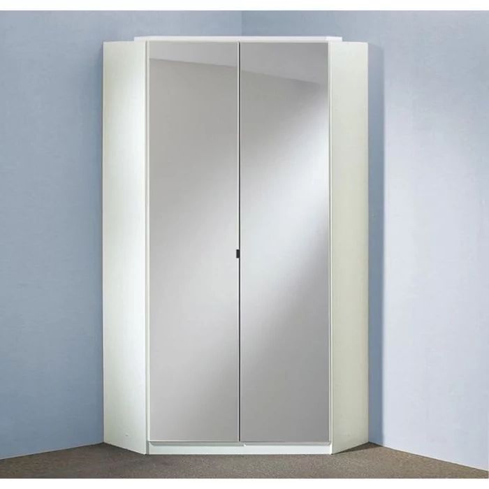 Clappen 2 Door Mirrored Gloss Corner Wardrobe – White Inside White Gloss Corner Wardrobes (Gallery 13 of 20)