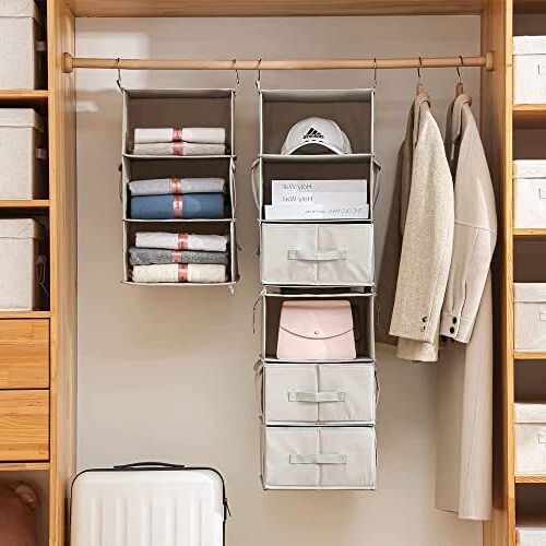 Closet Organizer, 2 Separable 3 Shelf Hanging Shelves For Wardrobe And  Storage | Ebay Within 2 Separable Wardrobes (Gallery 1 of 20)
