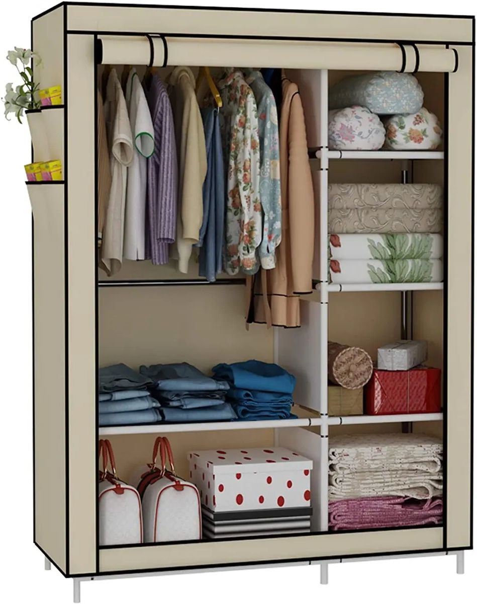 Closet Organizer Wardrobe Clothes Storage Shelves, Non Woven | Ebay Inside 6 Shelf Non Woven Wardrobes (Gallery 4 of 20)