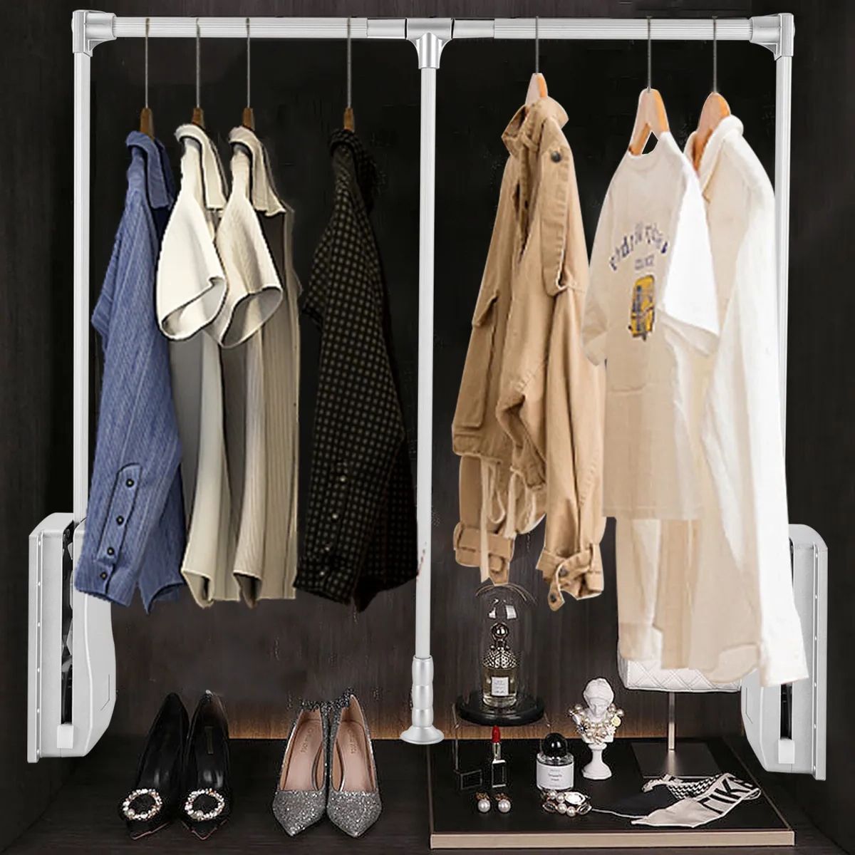Closet System Wardrobe Organizer Garment Rack Clothes Shelf Metal Home  Silver | Ebay With Regard To Silver Metal Wardrobes (Gallery 12 of 20)