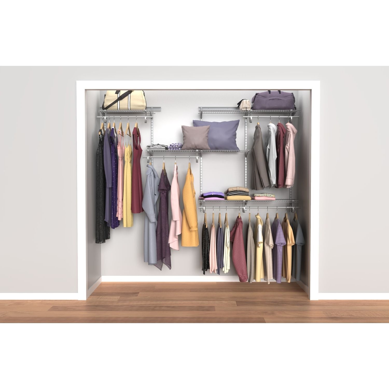 Closetmaid Shelftrack 60 96 Inch Wide Wire Closet Organizer – On Sale – Bed  Bath & Beyond – 10589894 Intended For 96 Inches Wardrobes (Gallery 6 of 20)