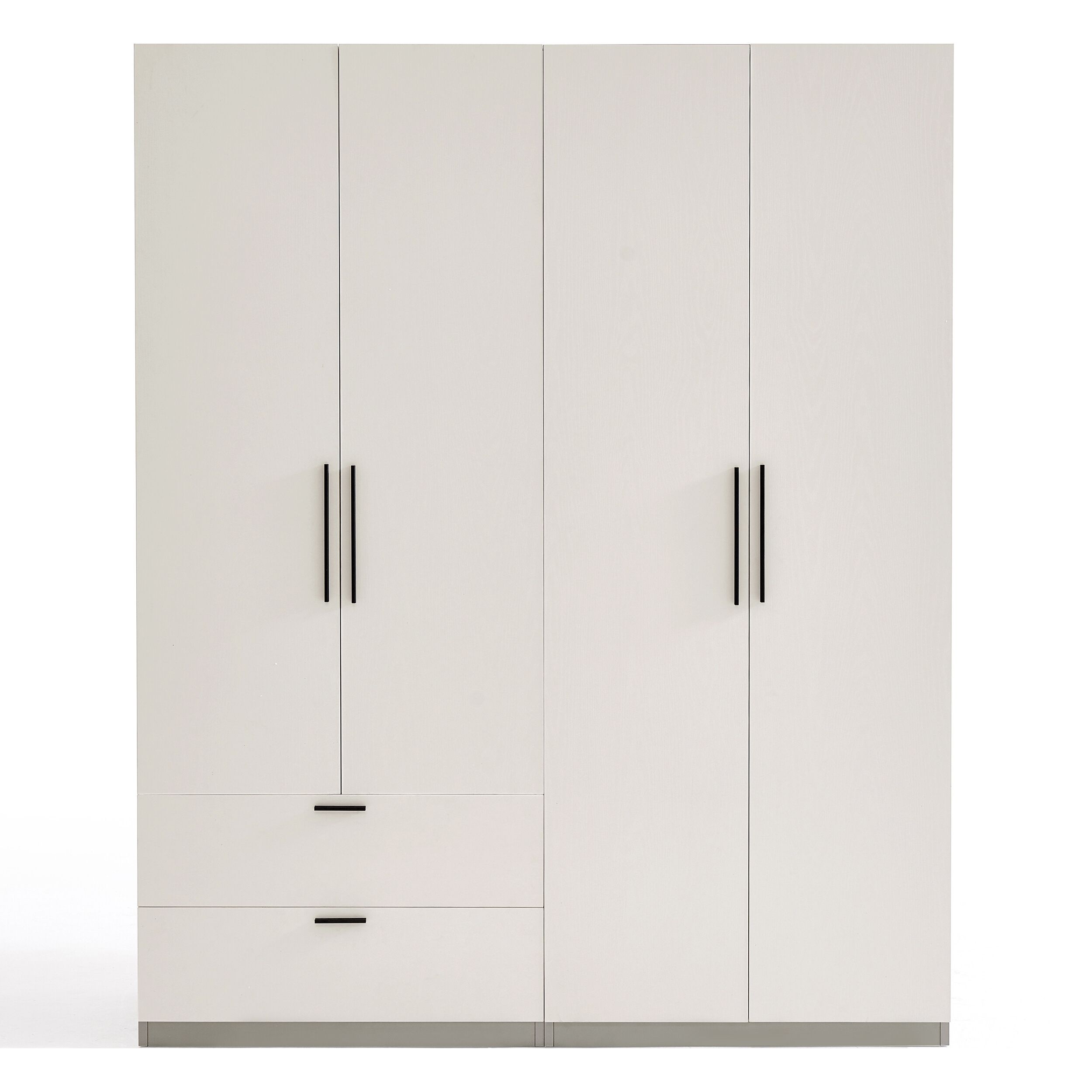 Cohar 1.6m Wardrobe With Drawers Set (white/grey) | Furniture & Home Décor  | Fortytwo Within Black And White Wardrobes Set (Gallery 18 of 20)