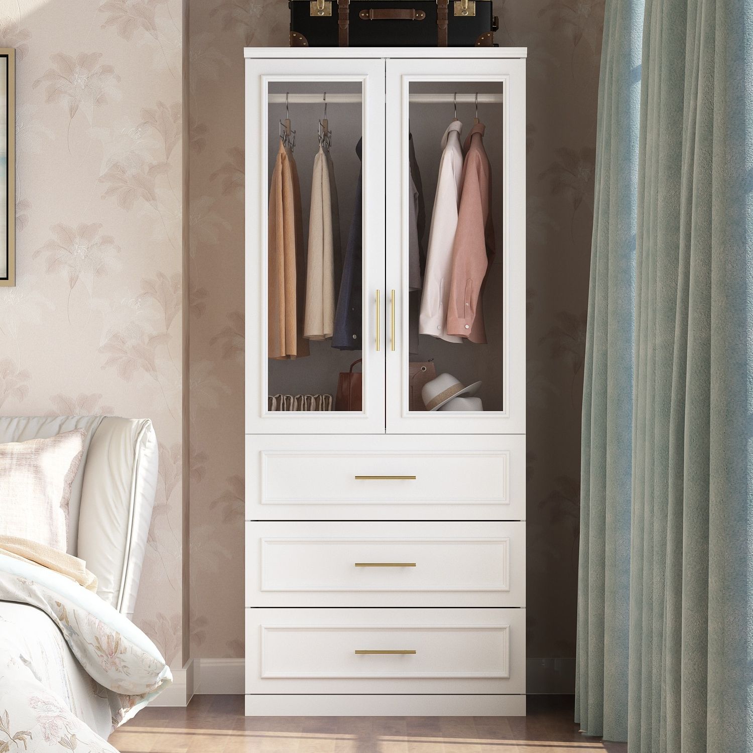 Combo Armoire Wardrobe Storage Cloest Modular Cabinet Dresser Lacquer – On  Sale – Bed Bath & Beyond – 37778709 Pertaining To Wardrobes And Drawers Combo (Gallery 15 of 20)