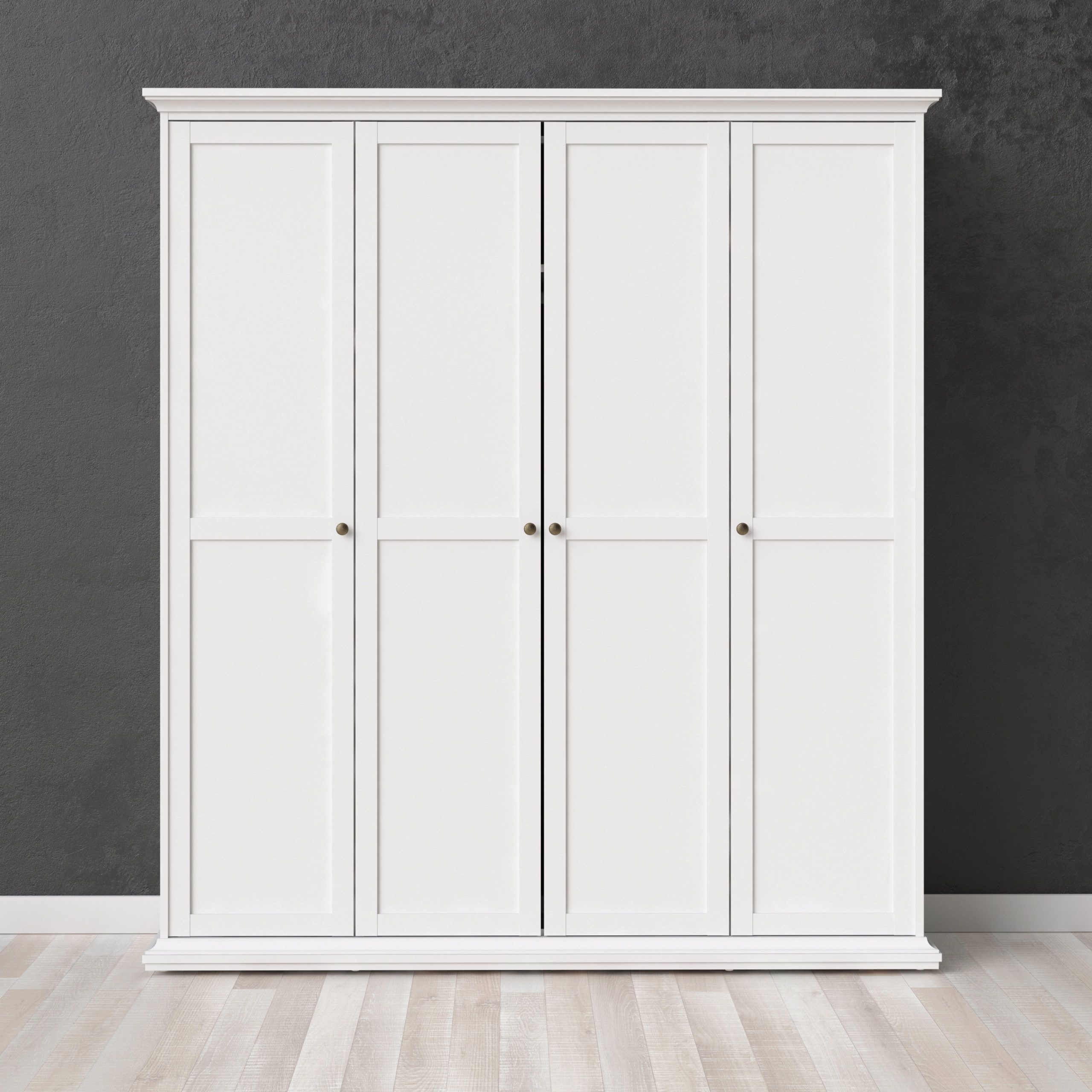 Condo Wardrobe With 4 Doors | White | Oak World Inside 4 Door White Wardrobes (Gallery 2 of 20)