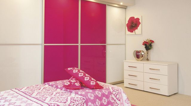 Contemporary Pink & White Gloss Sliding Wardrobe Doors – Contemporary –  Bedroom – Hampshire | Houzz Ie Pertaining To Pink High Gloss Wardrobes (Gallery 7 of 20)