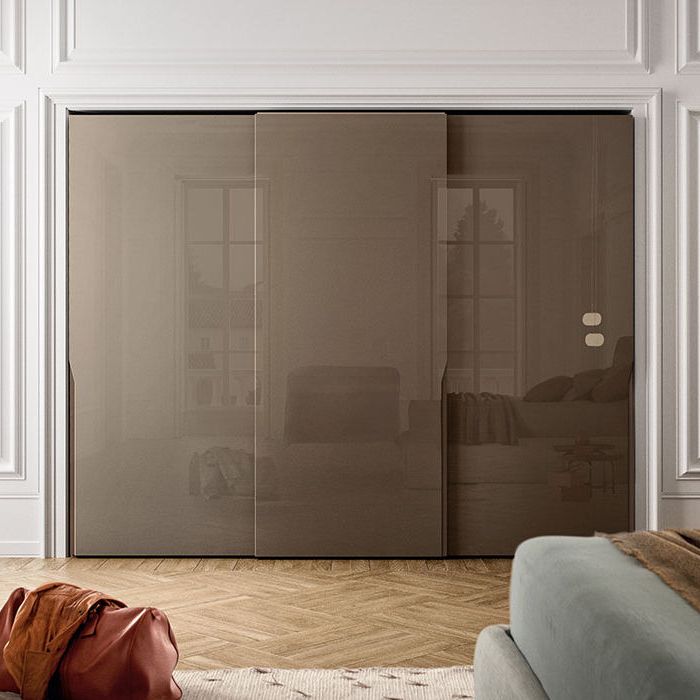 Contemporary Wardrobe – Manhattan – Pianca – Glossy Lacquered Wood /  Sliding Door / With Swing Doors Within Glossy Wardrobes (View 16 of 20)