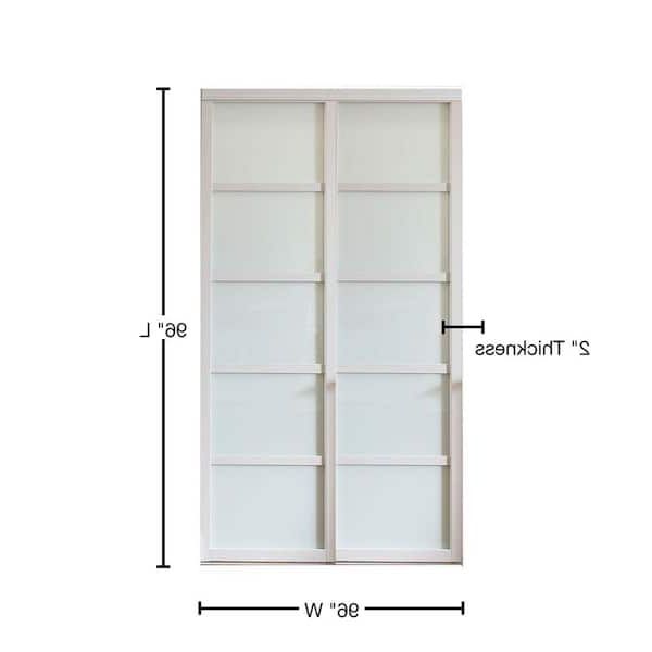 Contractors Wardrobe 96 In. X 96 In. Tranquility 5 Lite White Wood Frame  White Back Painted Glass Panels Interior Sliding Closet Door  Tr5 Psw9696wh2x – The Home Depot Regarding 96 Inches Wardrobes (Gallery 4 of 20)