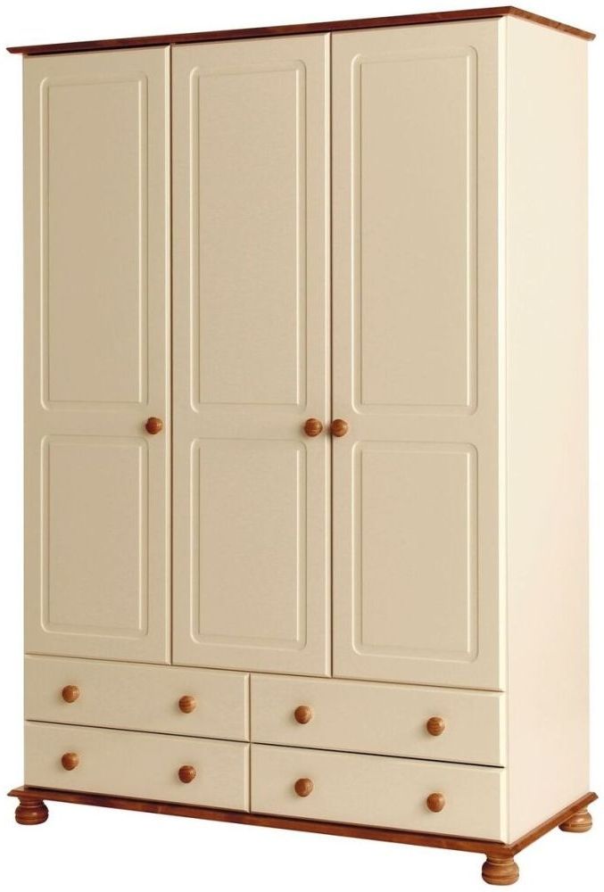 Copenhagen 3 Door 4 Drawer Wardrobe In Cream And Pine – Cfs Furniture Uk Regarding Cream Wardrobes (View 12 of 20)