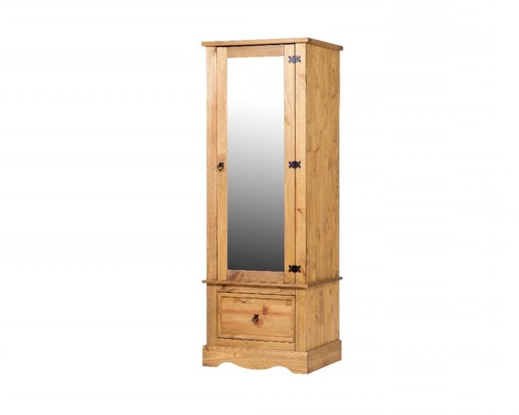 Core Corona Pine Single Mirror Door Wardrobecore Products Intended For Single Door Pine Wardrobes (Gallery 7 of 20)