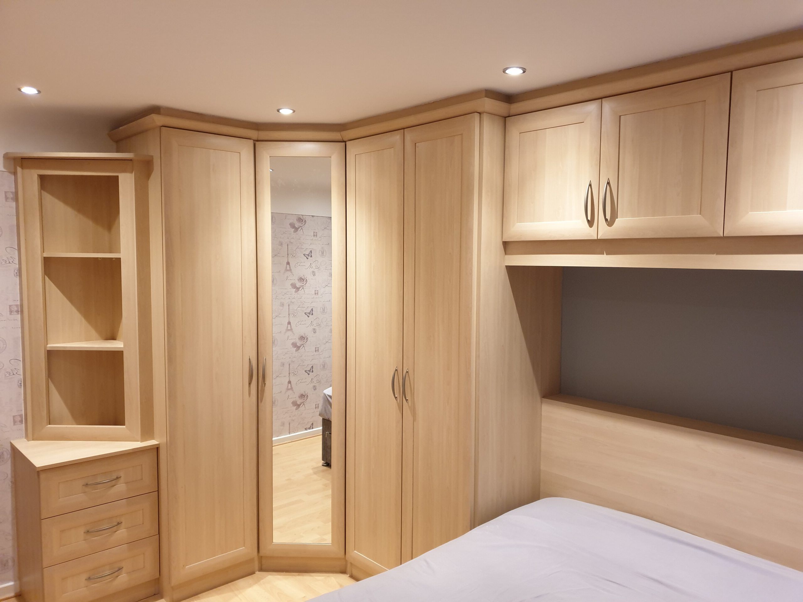 Corner Wardrobe With Headboard And Top Box Storage In Single Wardrobes With Drawers And Shelves (View 14 of 20)