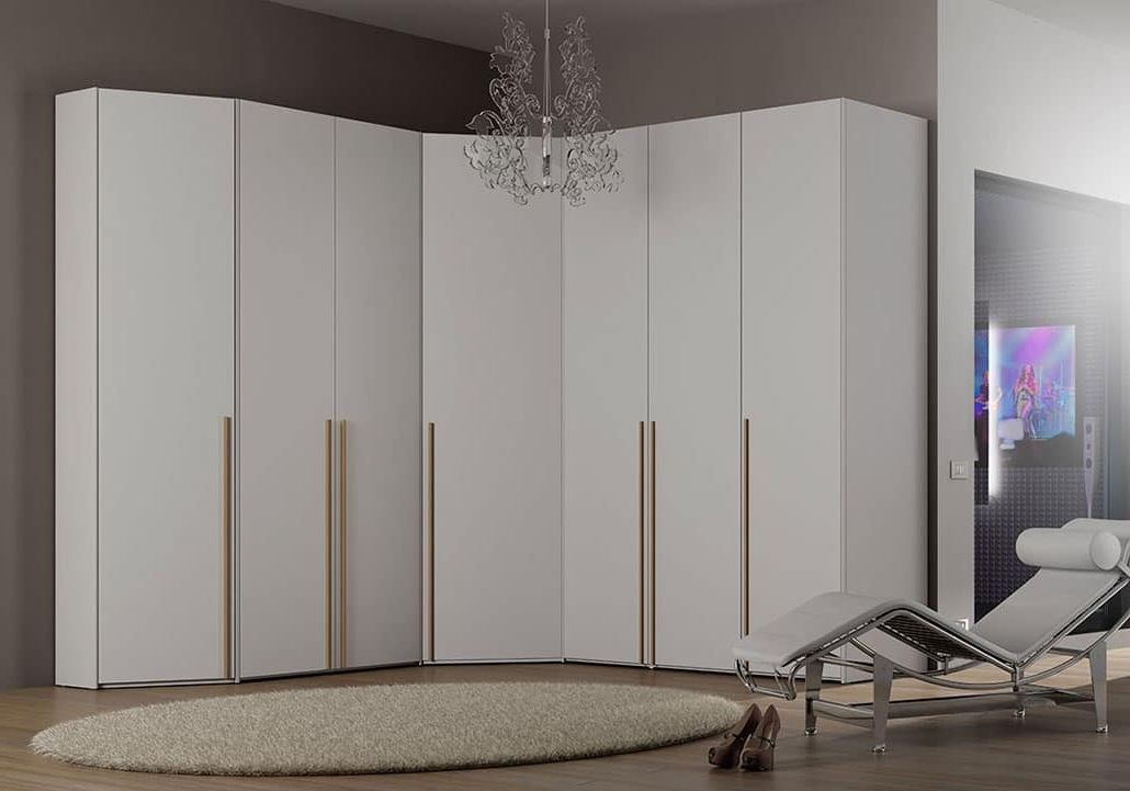 Corner Wardrobe With Led Light With Motion Sensor | Idfdesign In Curved Corner Wardrobes Doors (Gallery 20 of 20)