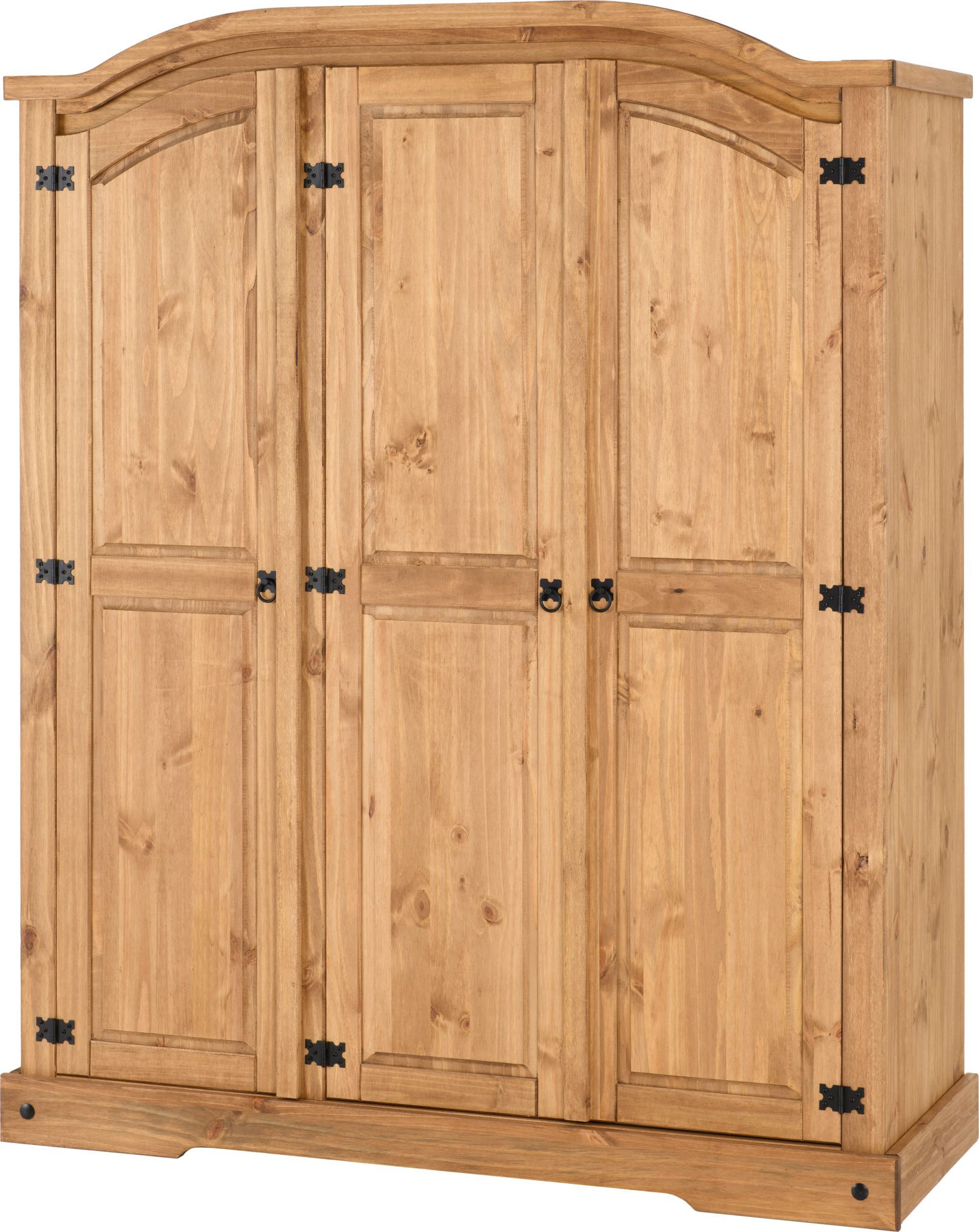 Corona 3 Door Wardrobe – Distressed Waxed Pine With Regard To 3 Door Pine Wardrobes (View 10 of 20)