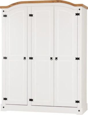 Corona 3 Door Wardrobe – White/distressed Waxed Pine | Low Cost Furniture  Direct Within Corona Wardrobes With 3 Doors (View 10 of 20)