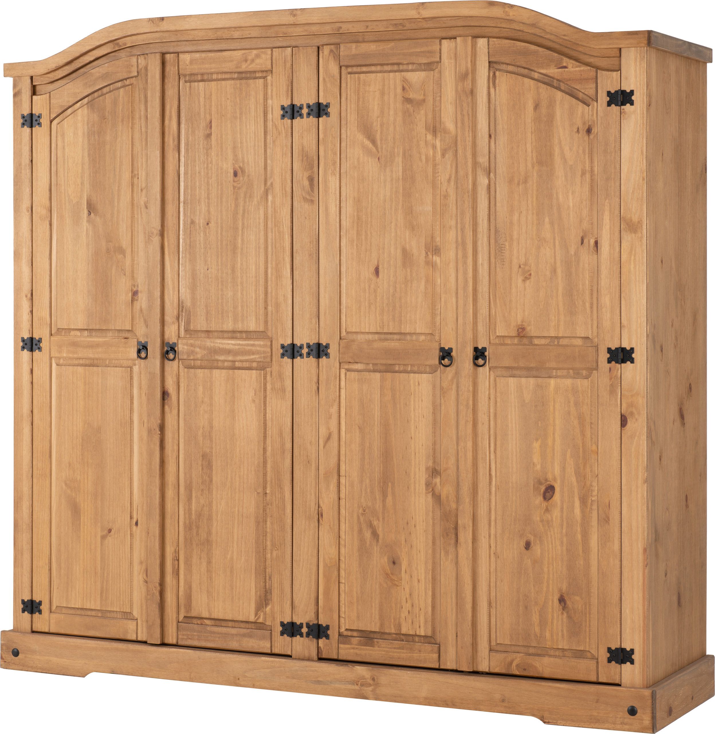 Corona 4 Door Wardrobe – Distressed Waxed Pine Pertaining To Corona Wardrobes With 3 Doors (View 14 of 20)