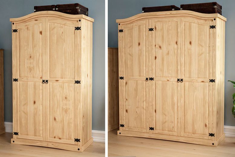 Corona Solid Pine Wardrobe Deal – Wowcher With Corona Wardrobes With 3 Doors (View 16 of 20)