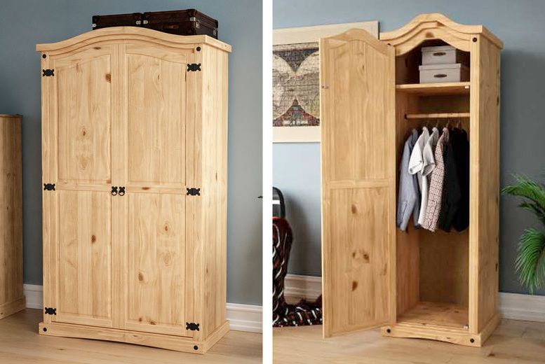 Corona Solid Pine Wardrobe Deal – Wowcher With Pine Wardrobes (View 18 of 20)