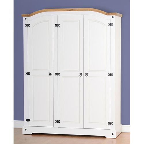 Corona White Triple Wardrobe | Beautiful Furniture Bits Norwich With Corona Wardrobes With 3 Doors (View 13 of 20)