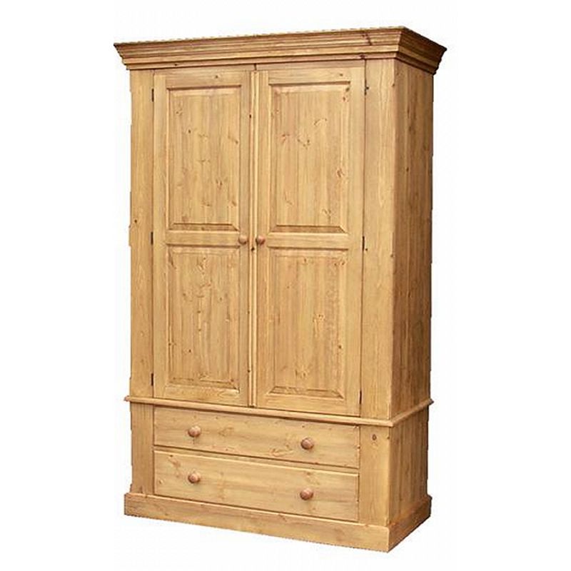 Cottage Pine Double Wardrobe On 2 Drawers | Pine And Oak Pertaining To Pine Wardrobes (View 4 of 20)