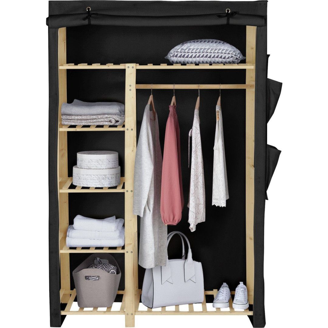 Covered Double Wardrobe – Black | Jd Furniture With Regard To Argos Double Rail Wardrobes (Gallery 18 of 20)