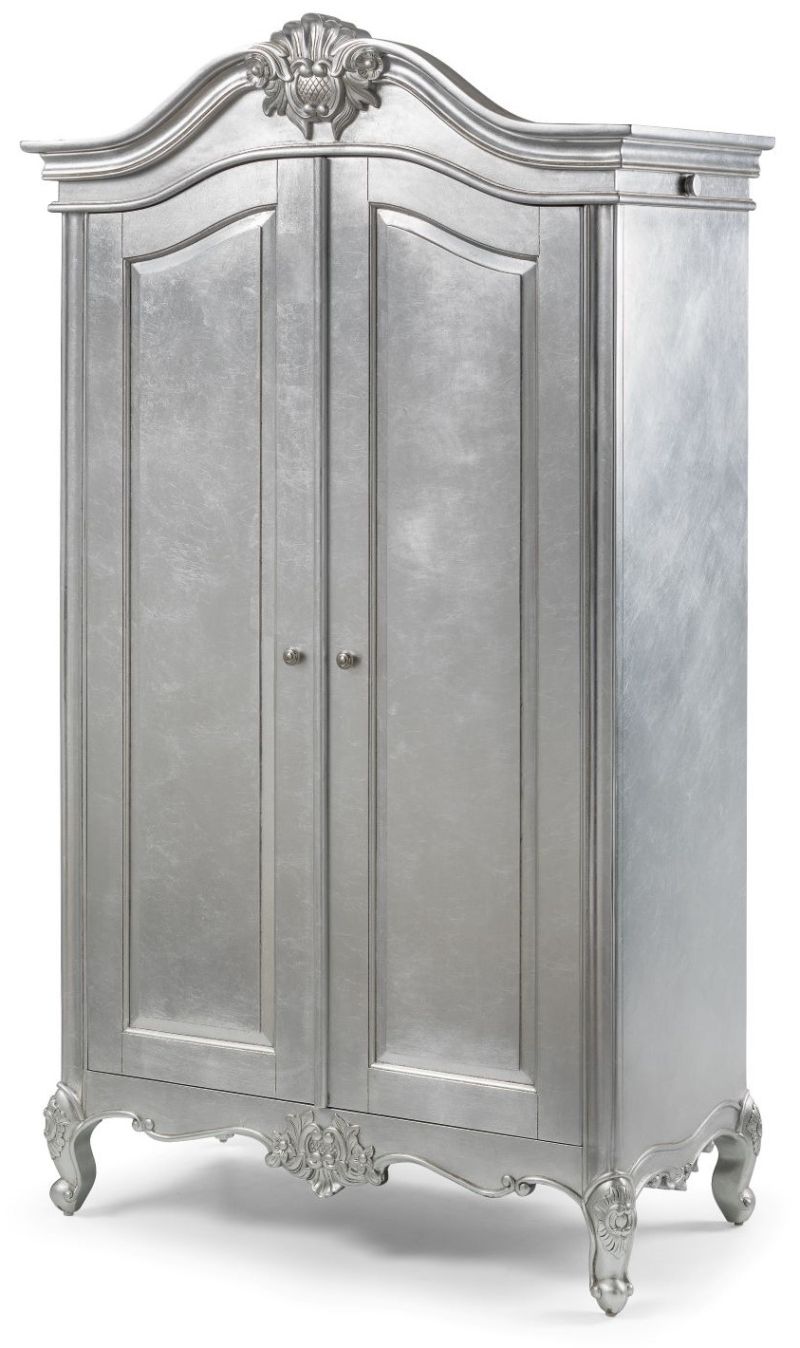 Cristal 2 Door French Silver Leaf Wardrobe – Crown French Furniture Throughout Silver French Wardrobes (Gallery 1 of 20)