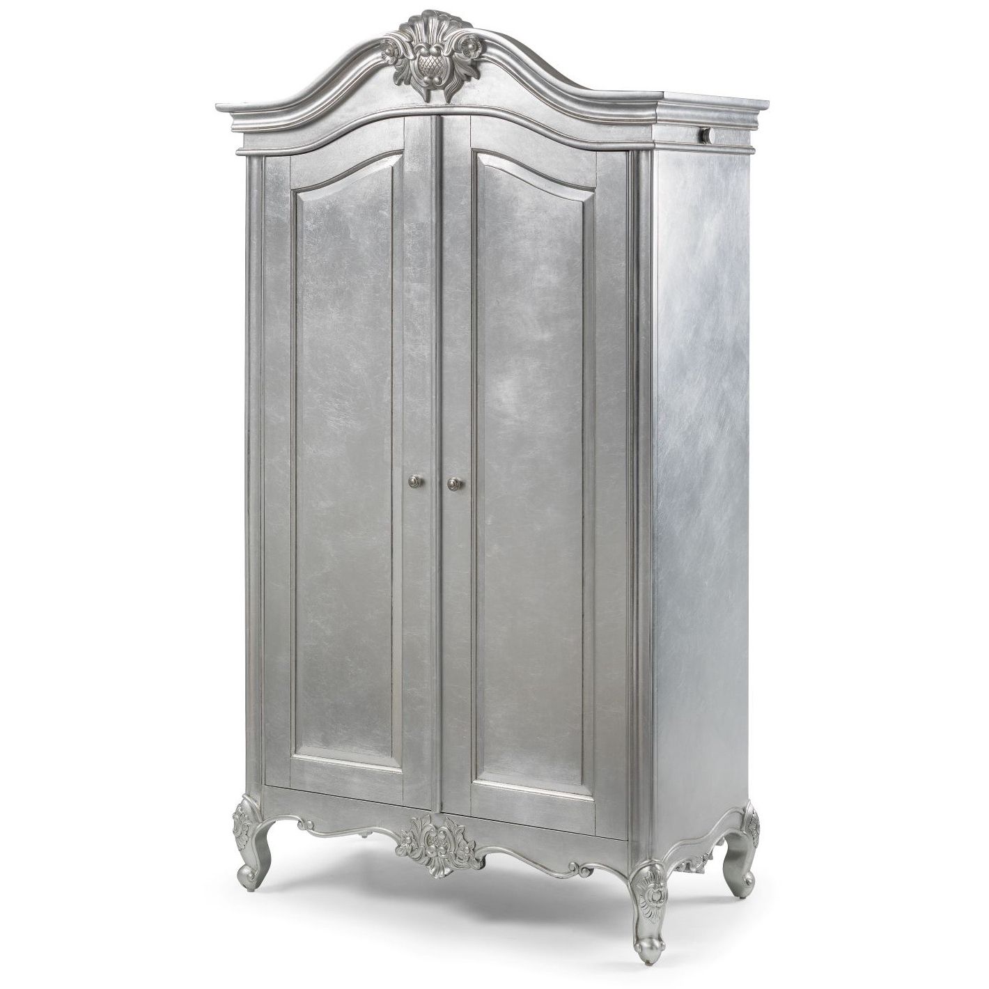 Cristal 2 Door French Silver Leaf Wardrobe – Crown French Furniture Within Silver Wardrobes (Gallery 1 of 20)