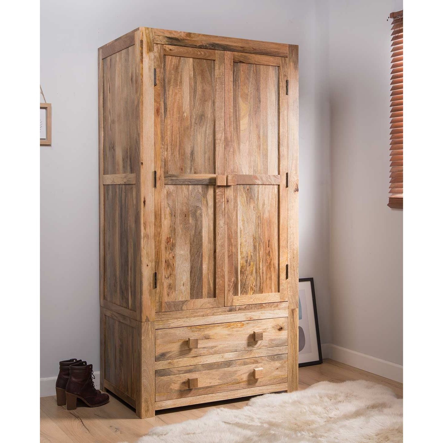 Dakota Light Mango Wood Wardrobe | Casa Bella Furniture Uk With Regard To Wood Wardrobes (View 10 of 20)