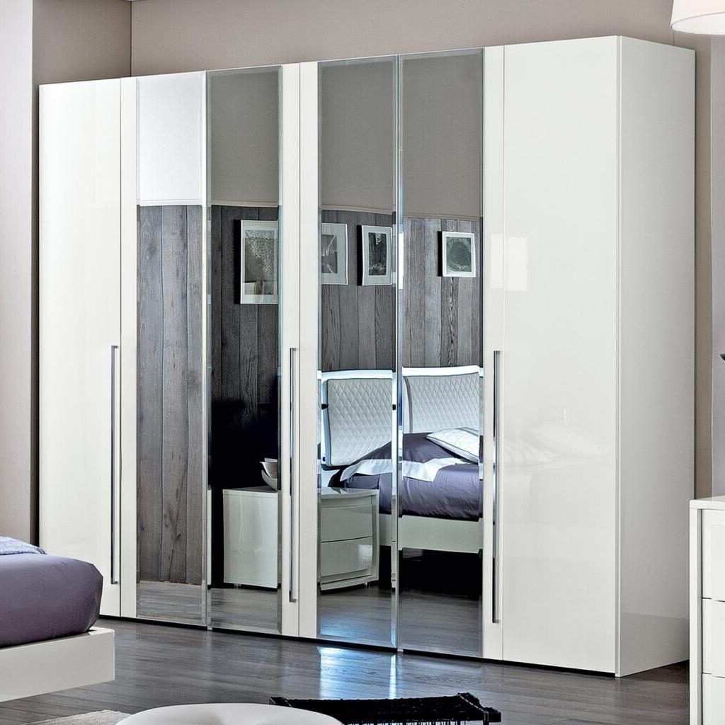 Dario White High Gloss 6 Door Mirrored Wardrobe – Lycroft Interiors Throughout White Gloss Mirrored Wardrobes (Gallery 4 of 20)