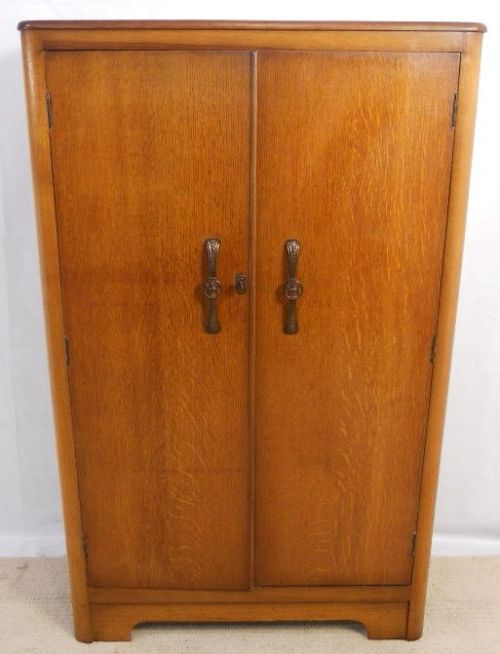 Deco Oak Tallboy Cupboard Small Wardrobe | 205417 | Sellingantiques.co (View 12 of 20)