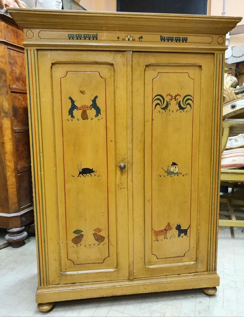 Decorated Small Vintage Wardrobe From The Early 20th Century Throughout Cheap Vintage Wardrobes (View 7 of 20)