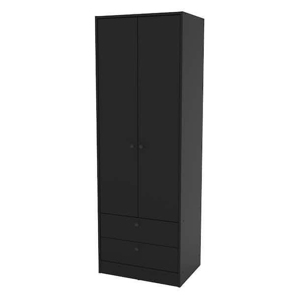 Denmark Black Armoire With 2 Drawers/2 Doors 70 In. H X 24.5 In. W X 17.5  In. D 402001740002 – The Home Depot Regarding Black Wardrobes With Drawers (Gallery 1 of 20)