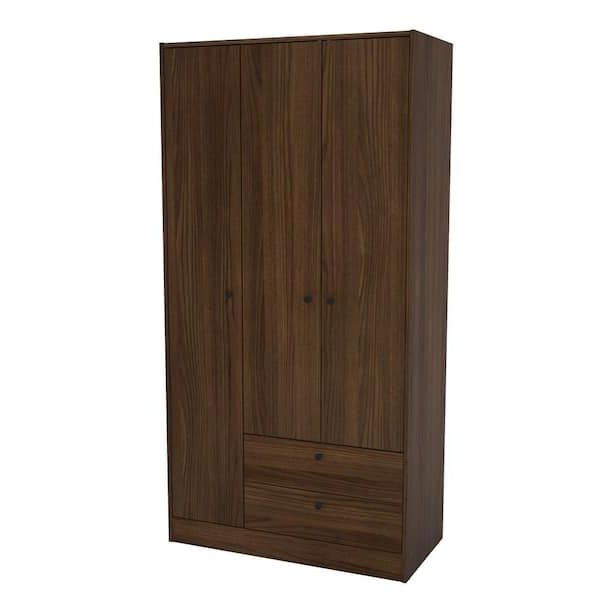 Denmark Dark Brown Armoire With 3 Doors/2 Drawers 70 In. H X 36 In. W X  17.5 In (View 18 of 20)