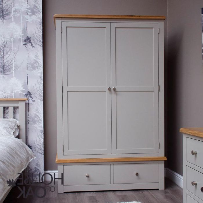 Diamond Grey Double Wardrobe With Drawers | House Of Oak Regarding Wardrobes With Two Drawers (Gallery 1 of 20)