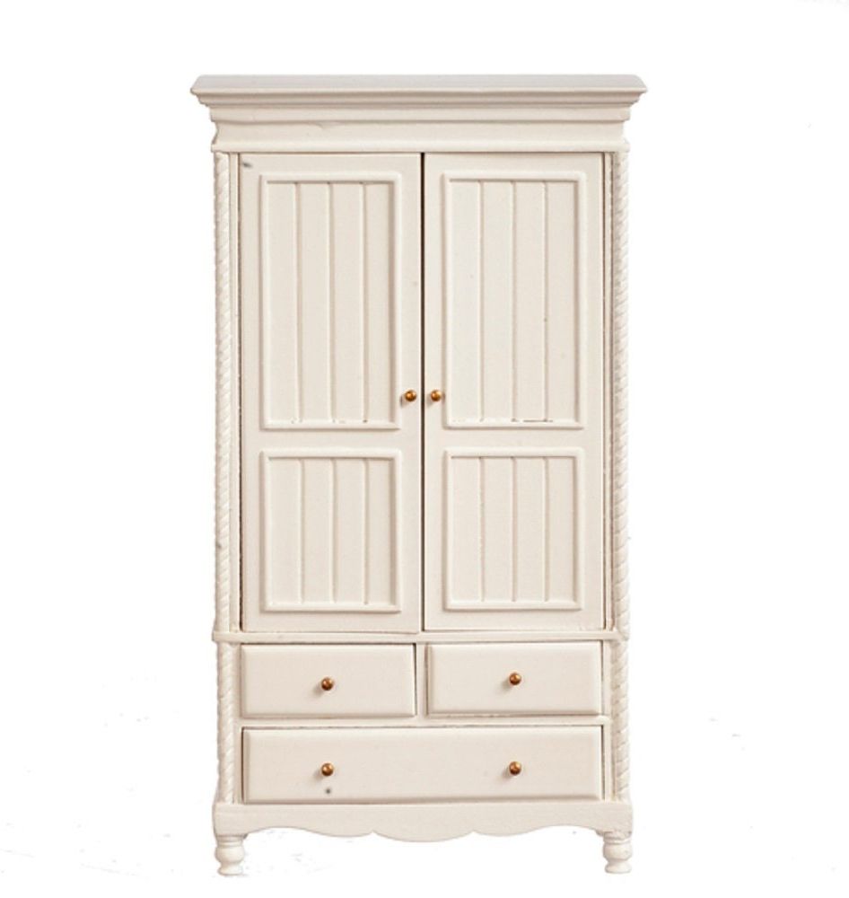 Dolls House Romantic White Wardrobe Jbm Miniature Armoire 1:12 – Etsy With White Shabby Chic Wardrobes (View 13 of 20)