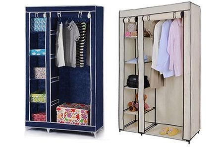 Double Canvas Wardrobe | Groupon Goods Inside Double Rail Canvas Wardrobes (Gallery 13 of 20)