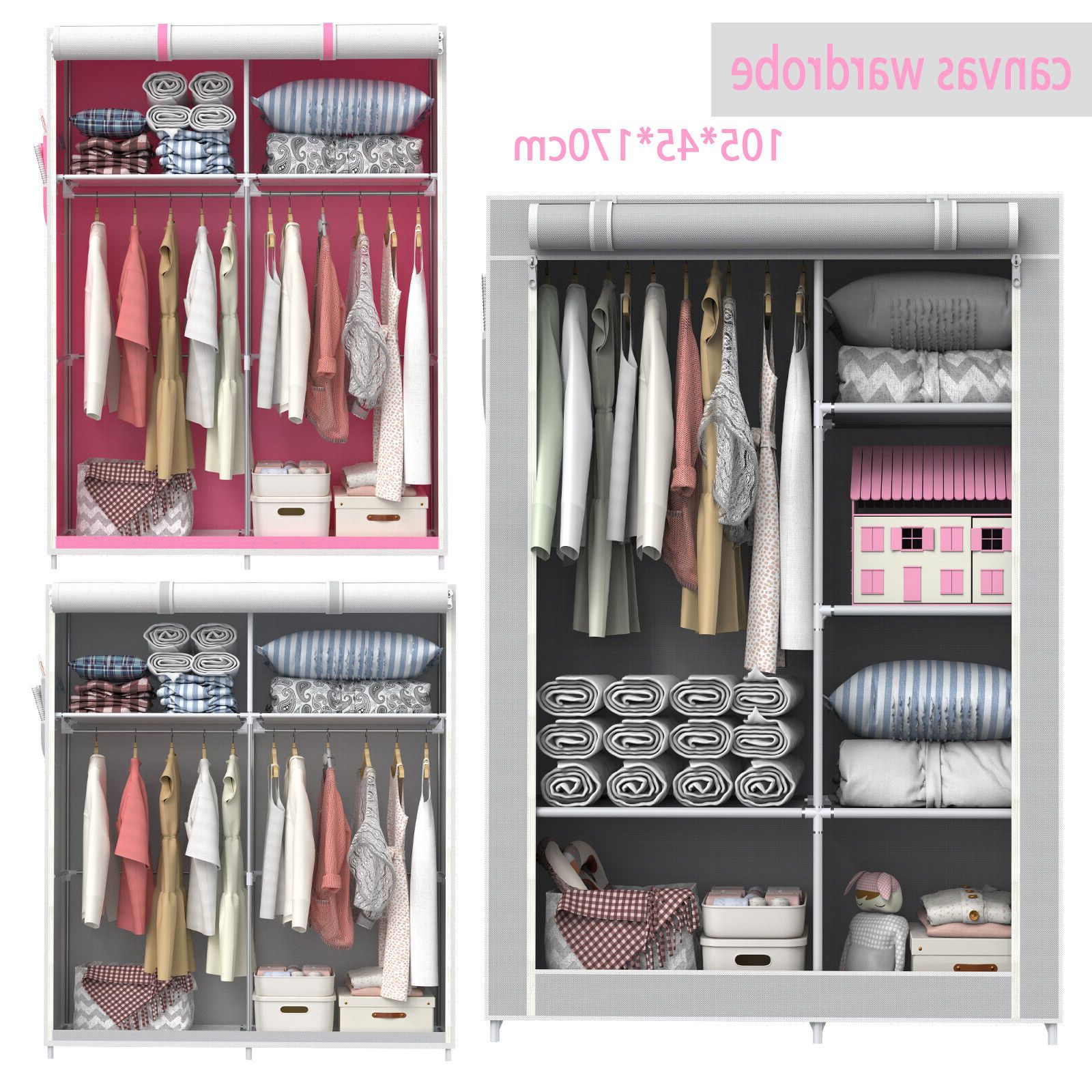 Featured Photo of  Best 20+ of Double Rail Canvas Wardrobes