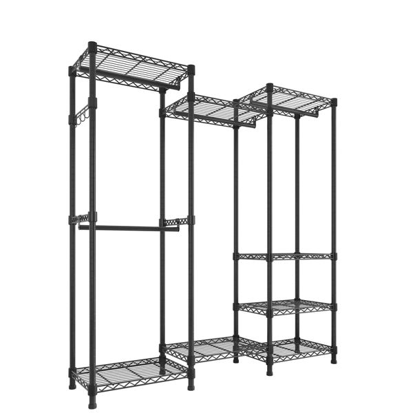 Dropship Wire Garment Rack Heavy Duty Clothes Rack, Closet Organizer Metal Garment  Rack Portable Clothes Hanger Home Shelf Fabric Drawers, Freestanding Closet  Wardrobe, Black To Sell Online At A Lower Price | For Wire Garment Rack Wardrobes (View 16 of 20)
