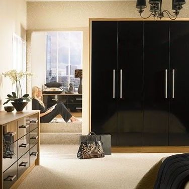 Duleek Gloss Black Fitted Wardrobemetro Wardrobes. | Contemporary  Bedrooms, Full Bedroom Furniture Sets, Bedroom Design With Regard To Gloss Black Wardrobes (Gallery 13 of 20)