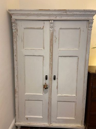Early 20th Century Belgium Painted Pine Wardrobe, 1890s For Sale At Pamono Throughout Shabby Chic Pine Wardrobes (View 5 of 20)