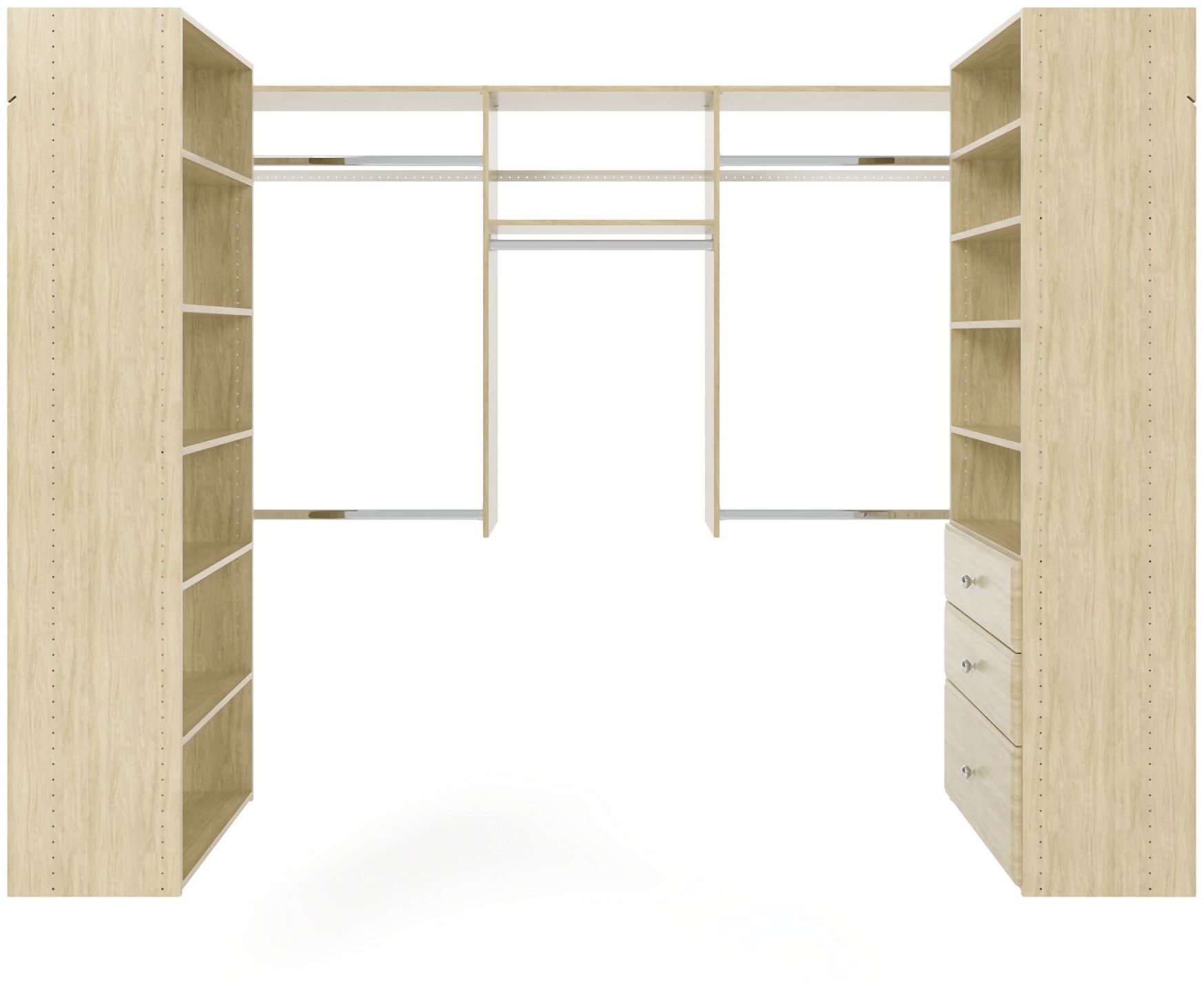 Easy Track Ph61 Mj Honey Blonde 48 Inch X 96 Inch X 48 Inch U Shape Walk In  Closet Organizer System – Pullsdirect Intended For 96 Inches Wardrobes (Gallery 11 of 20)