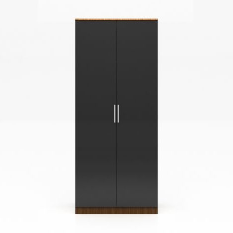 Elegant Soft Close 2 Door Wardrobe High Gloss Black 1780x760x450mm Bedroom  Furniture With Regard To Black Shiny Wardrobes (View 18 of 20)