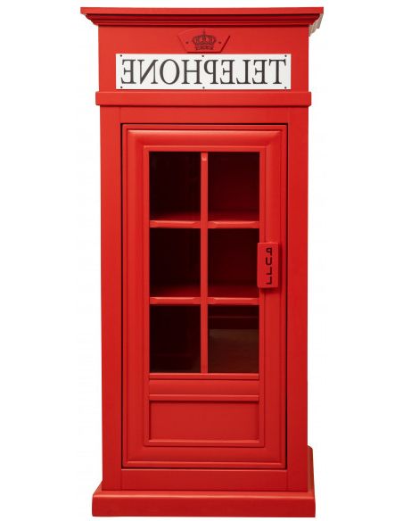 English Telephone Box Style Wooden Showcase Bookcase With Telephone Box Wardrobes (Gallery 15 of 20)
